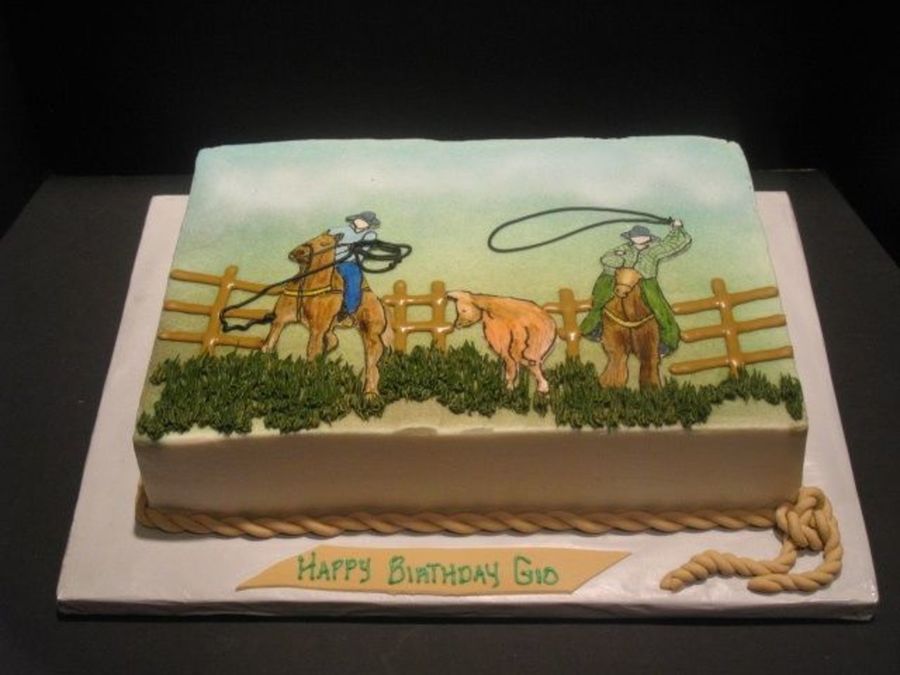 Gio's Team Roping Birthday Cake - CakeCentral.com