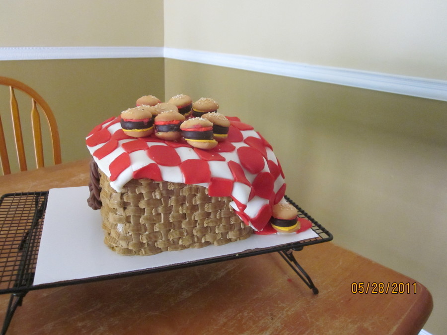 Picnic Basket Cake With Hamburgers