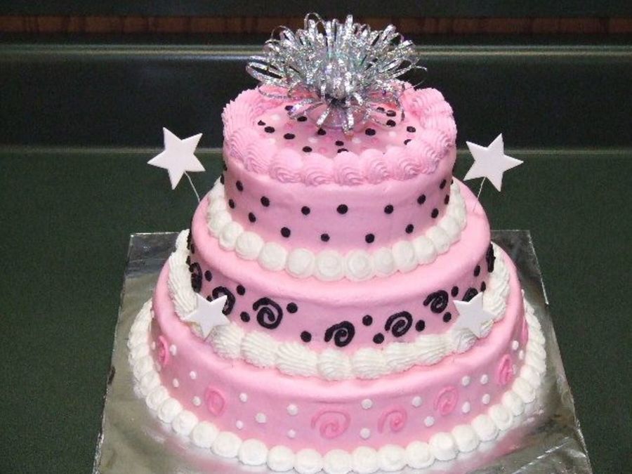 Pink, Black And White Party Cake