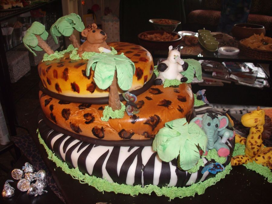 Wild Animal Theme Baby Shower Cake