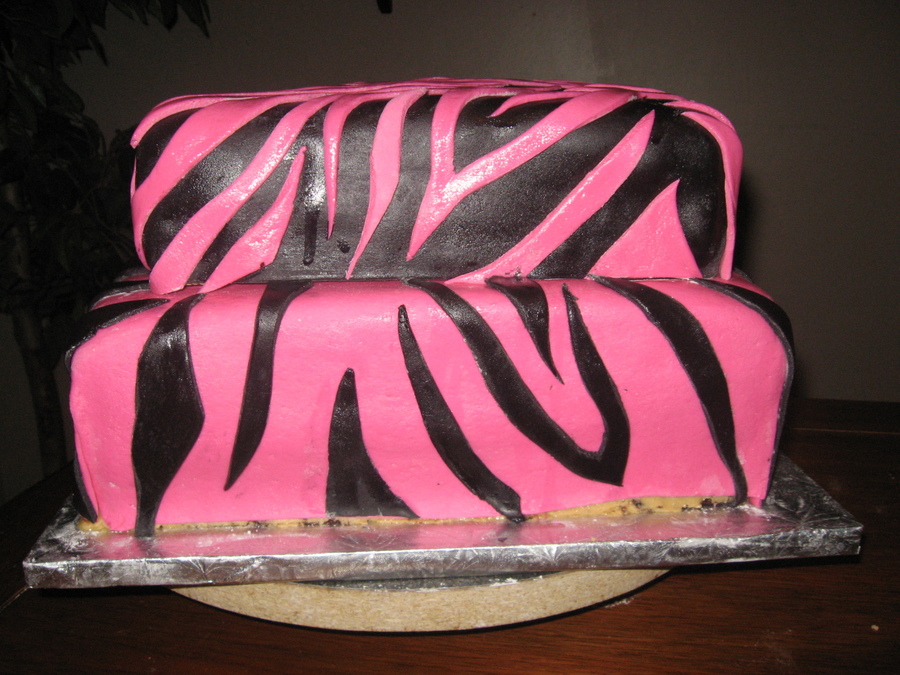 Hot Pink And Black Zebra Cake!