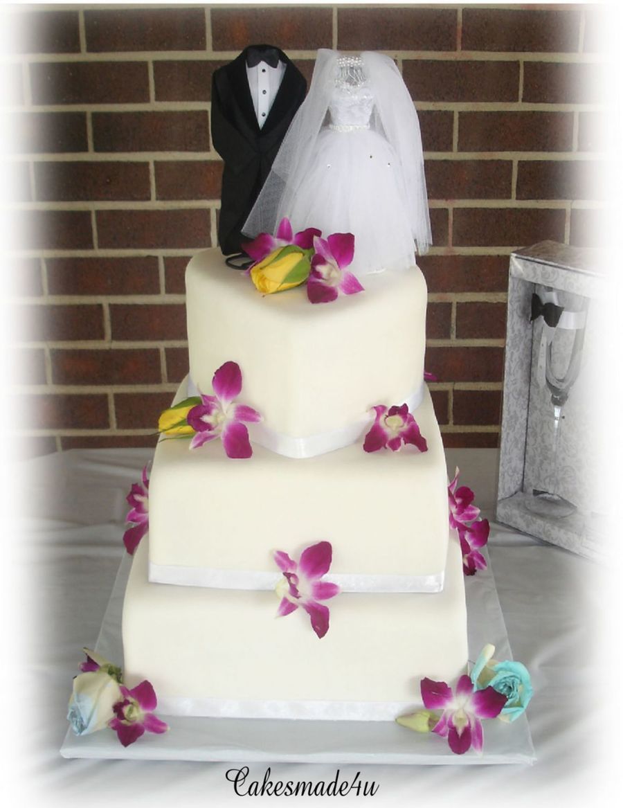 Wedding Cake With Fresh Orchids CakeCentral com