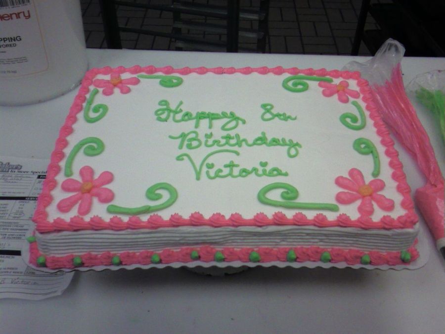 Pink And Lime Green Birthday Cake CakeCentral com