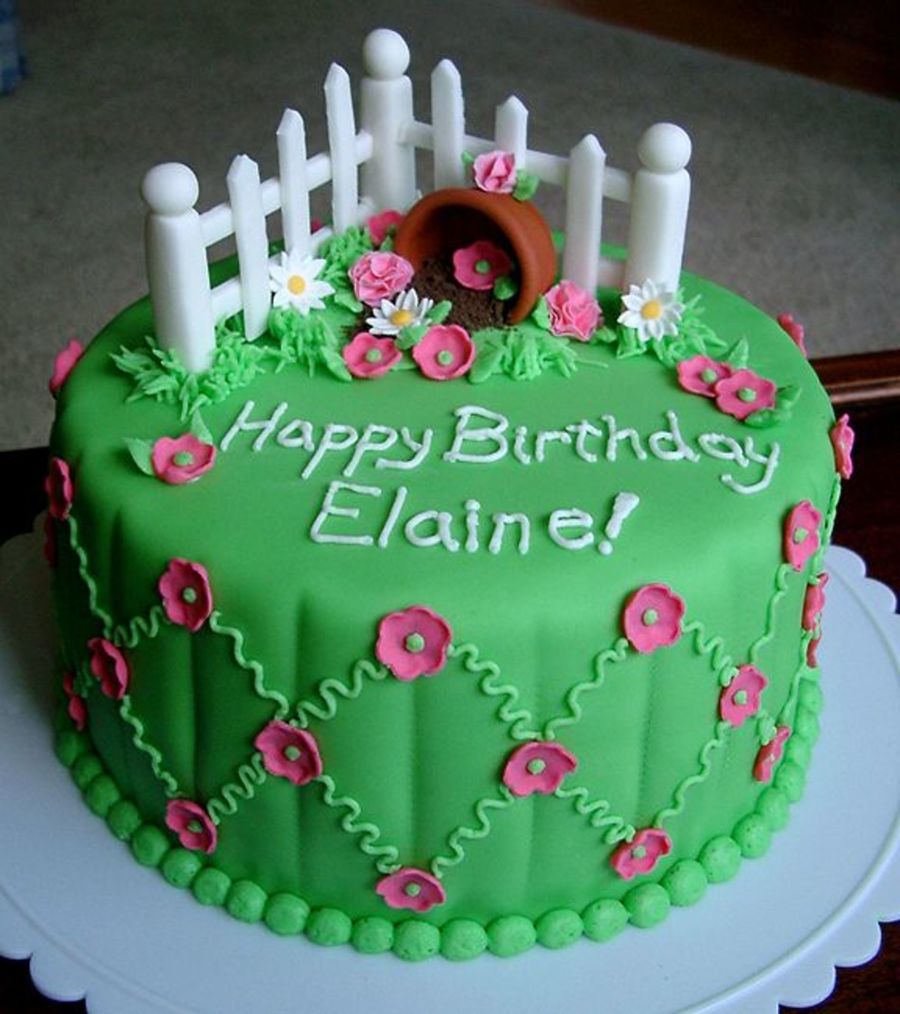 Picket Fence & Flower Pot Birthday Cake
