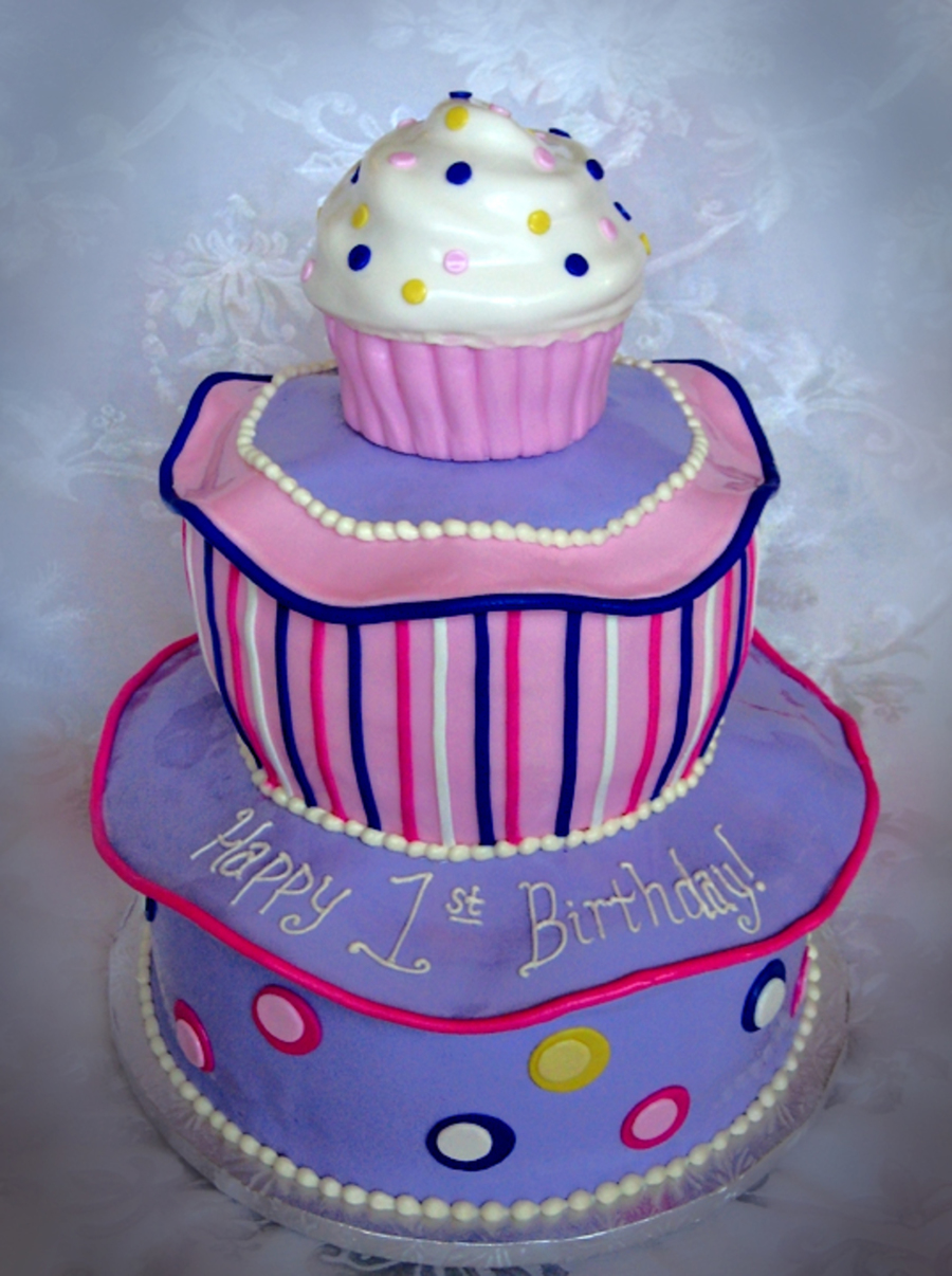 First Birthday Cupcake Theme Cake