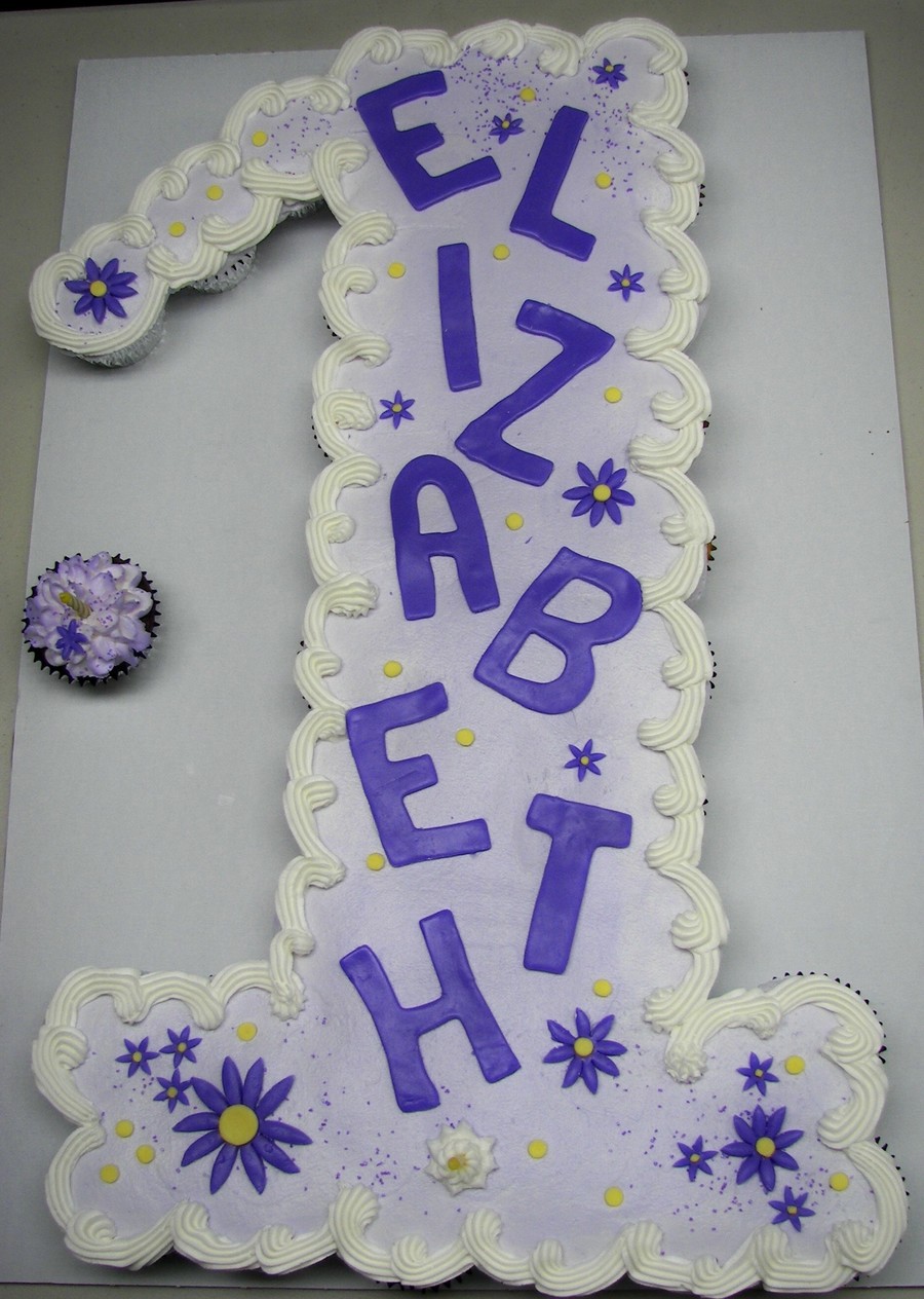Purple First Birthday Cupcake Cake