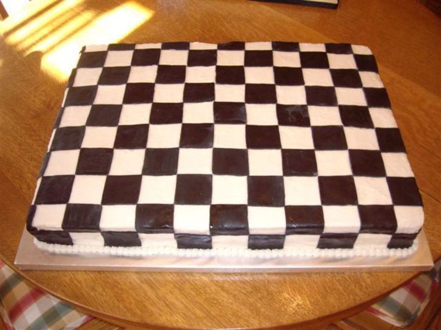 Black And White Checkerboard Sheet Cake