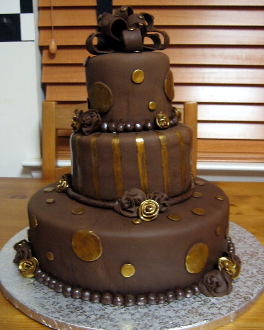 Chocolate And Gold 50Th Birthday Cake
