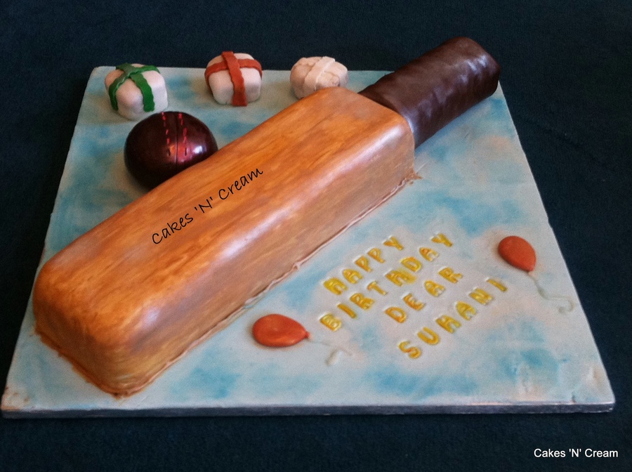 Cricket Bat And Ball Cake