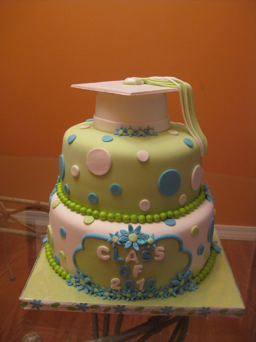 Lime Green & Blue Graduation Cake - CakeCentral.com