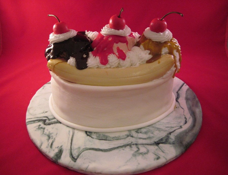 Banana Split On Marble Slab