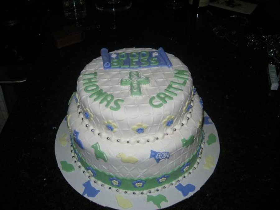 Christening Cake For Twin Boy And Girl