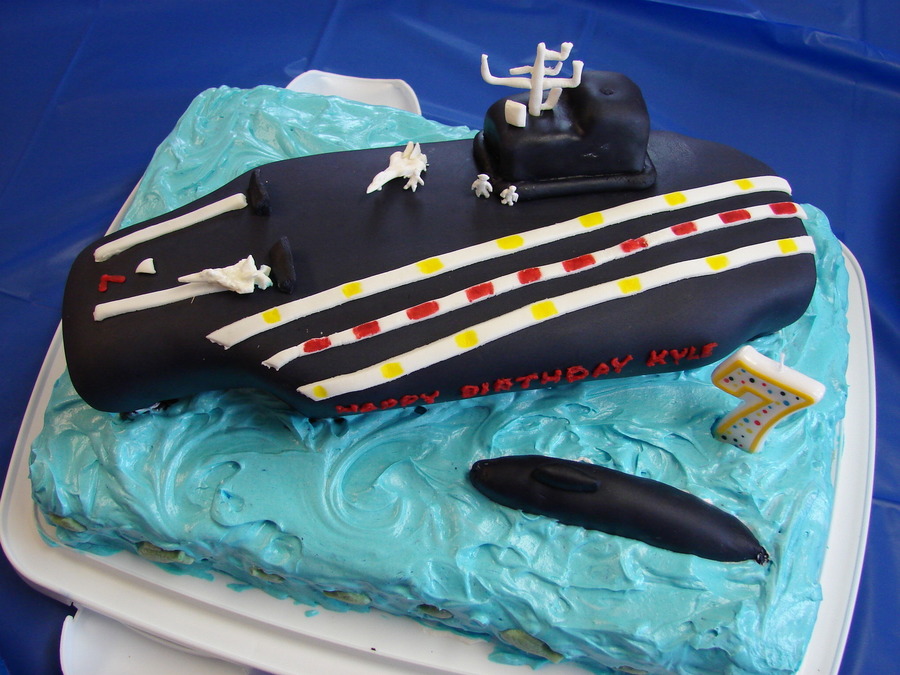 Aircraft Carrier & Submarine Cake