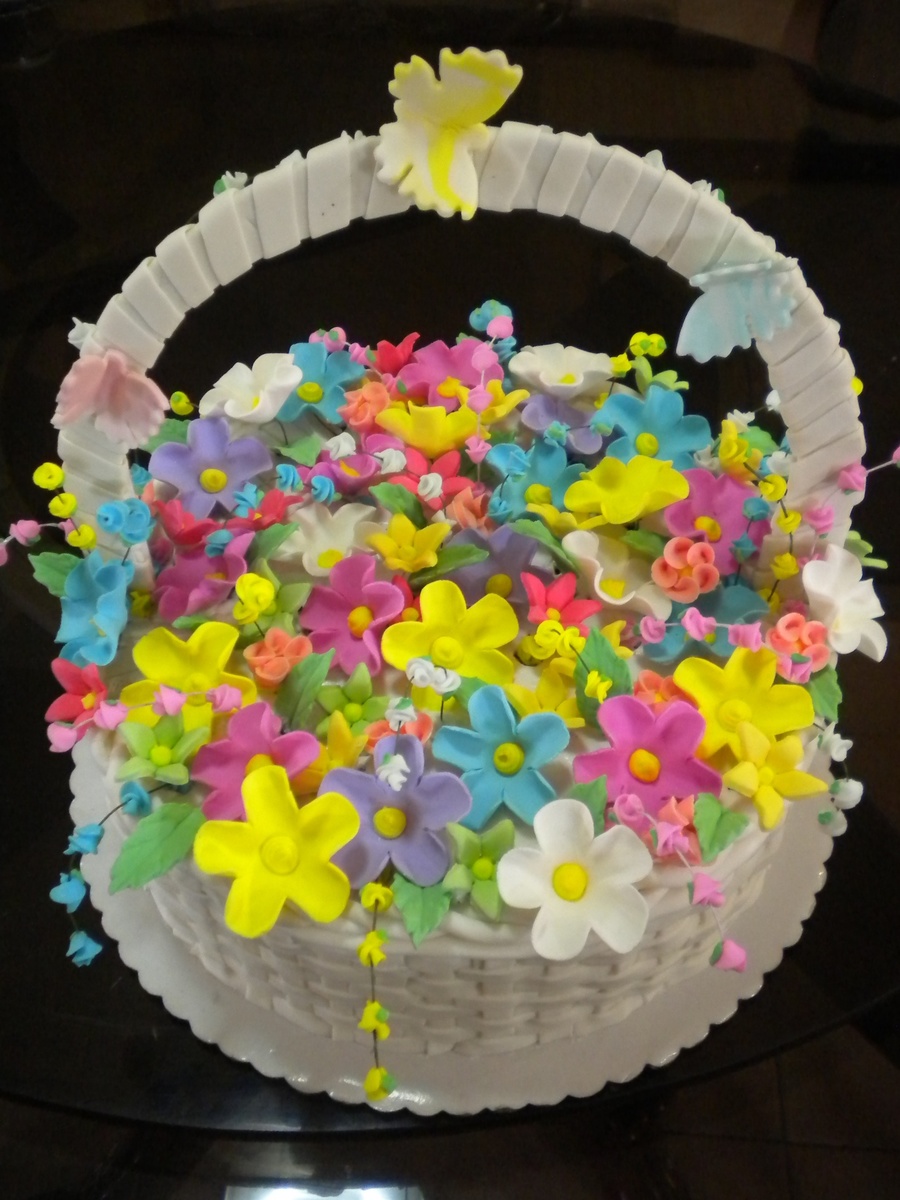 Basket Of Flowers Cake