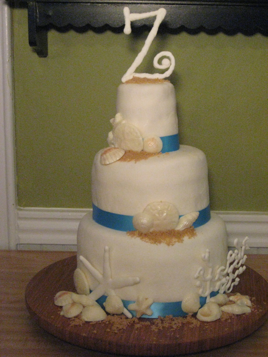 Beach Themed Wedding Shower Cake