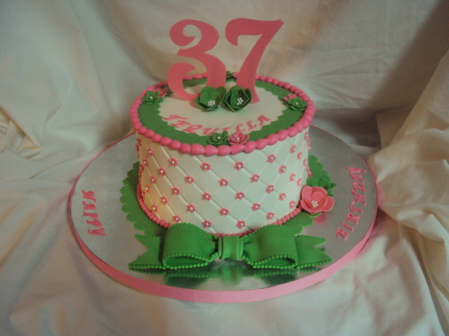 Pink And Green Birthday Cake
