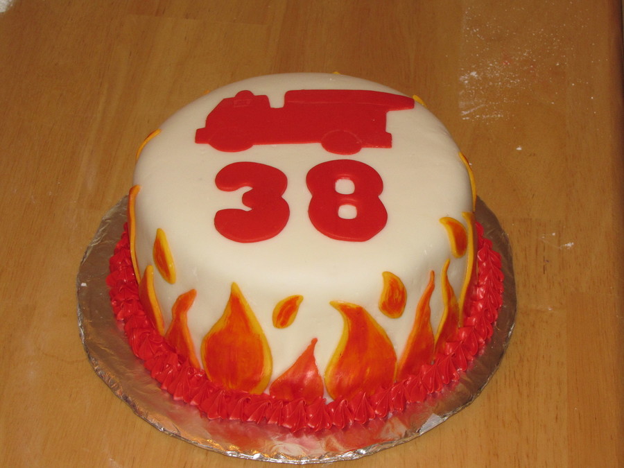 Firetruck Flames Birthday Cake
