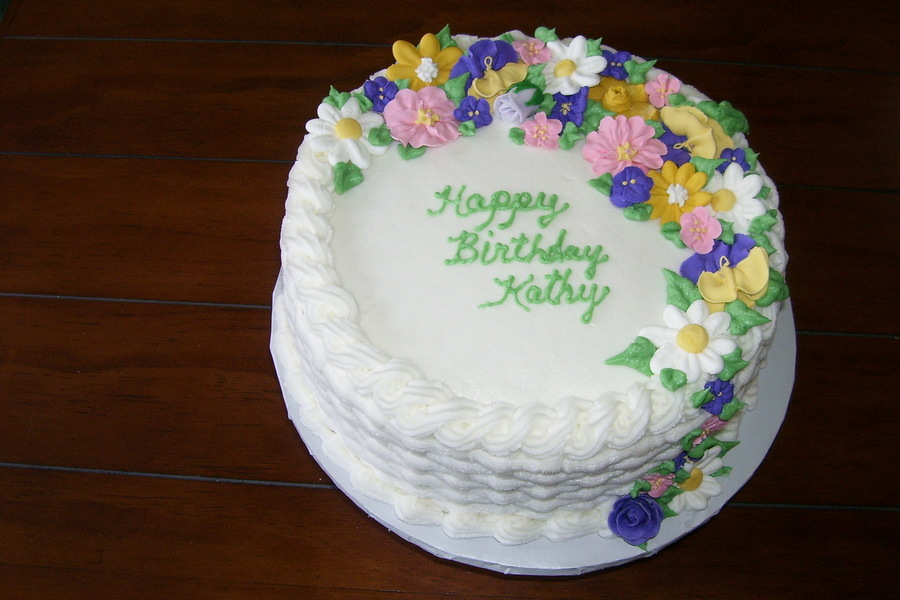 Basket Of Flowers Birthday Cake