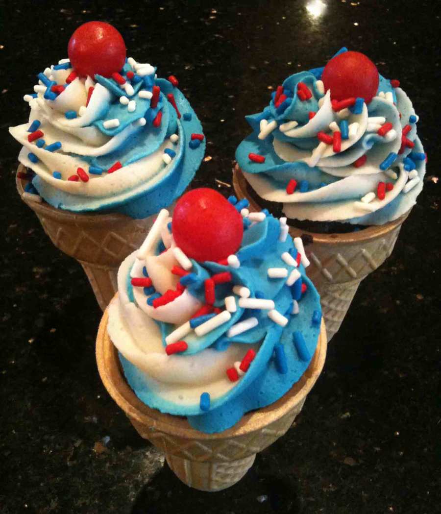 4Th Of July Ice Cream Cone Cupcakes