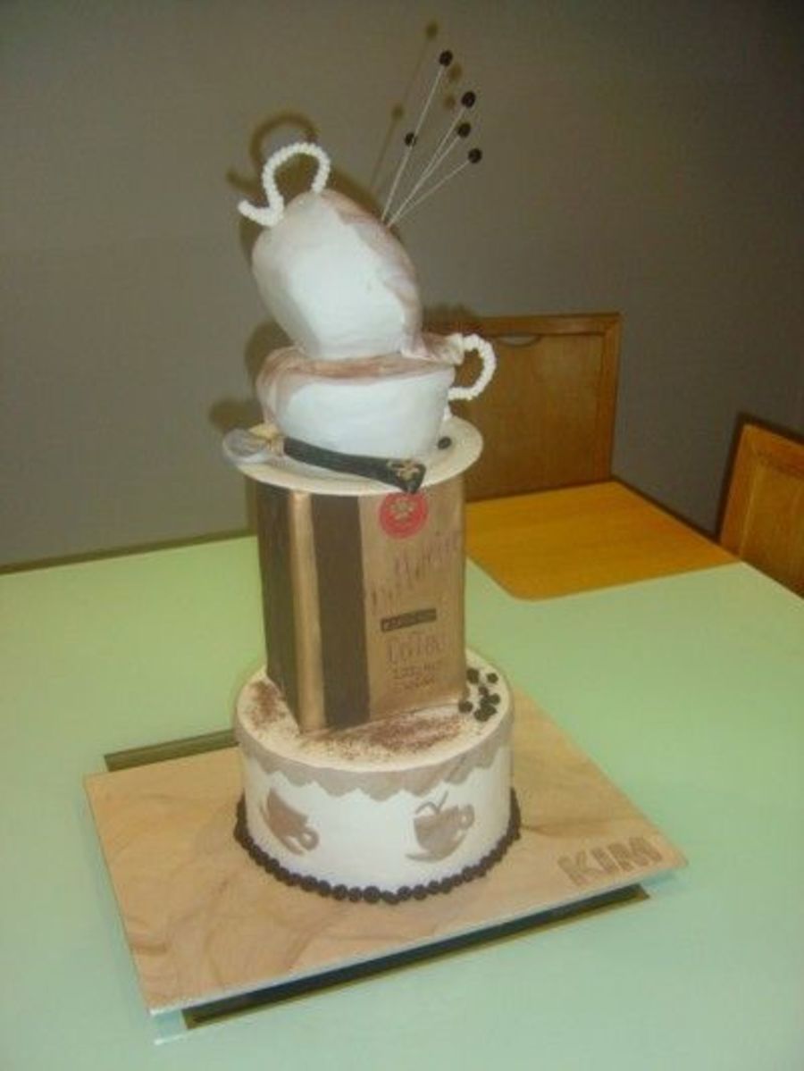 Coffee Themed Birthday Cake - CakeCentral.com