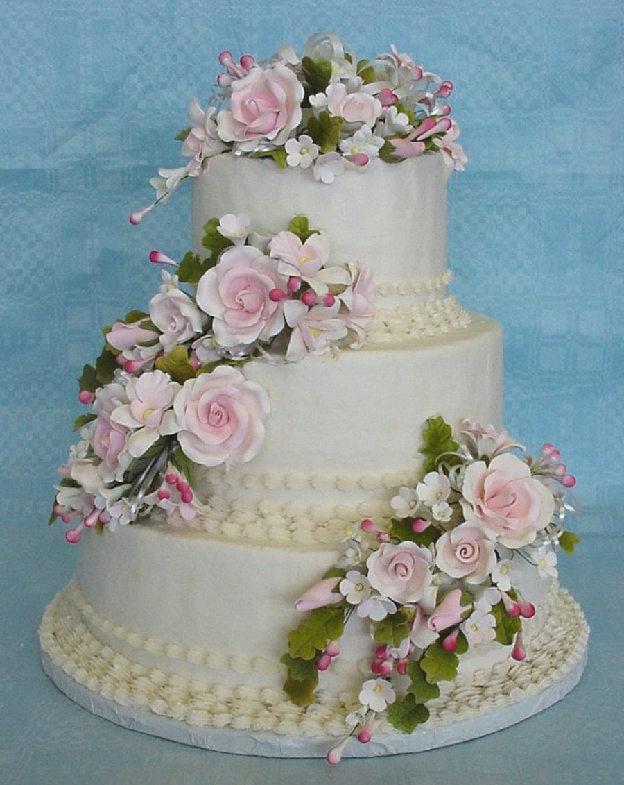 Ivory Buttercream With Gumpaste Flowers