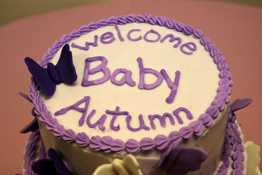 Purple Butterflies Baby Shower Cake