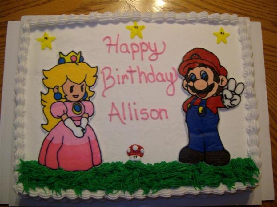 Mario And Princess Peach Cake