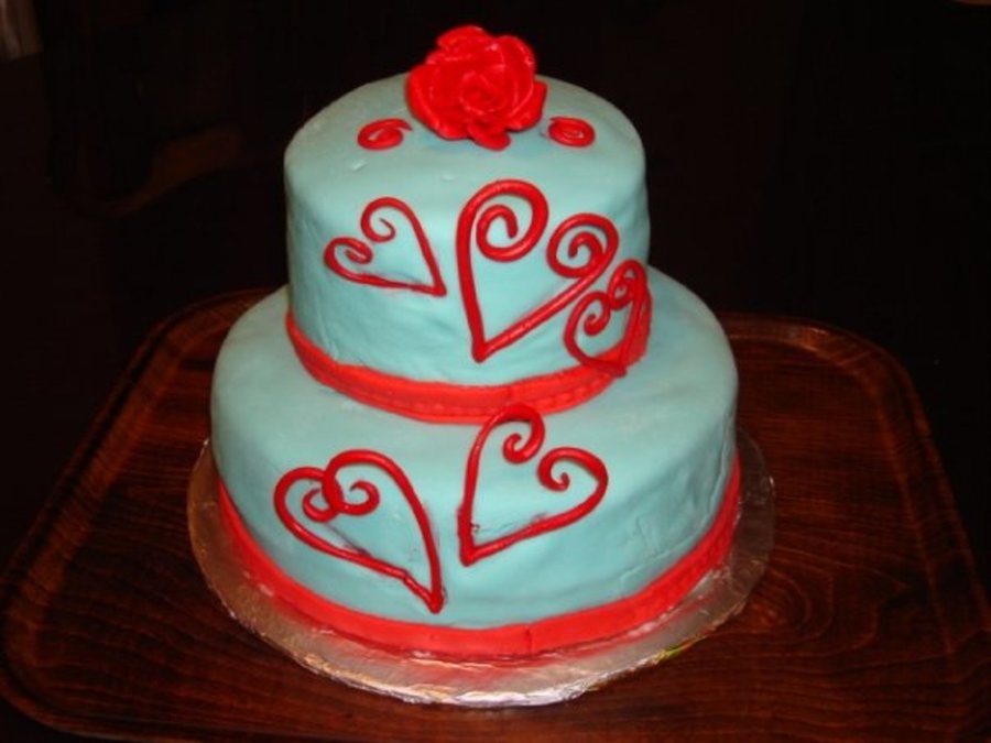 Red Hearts Cake