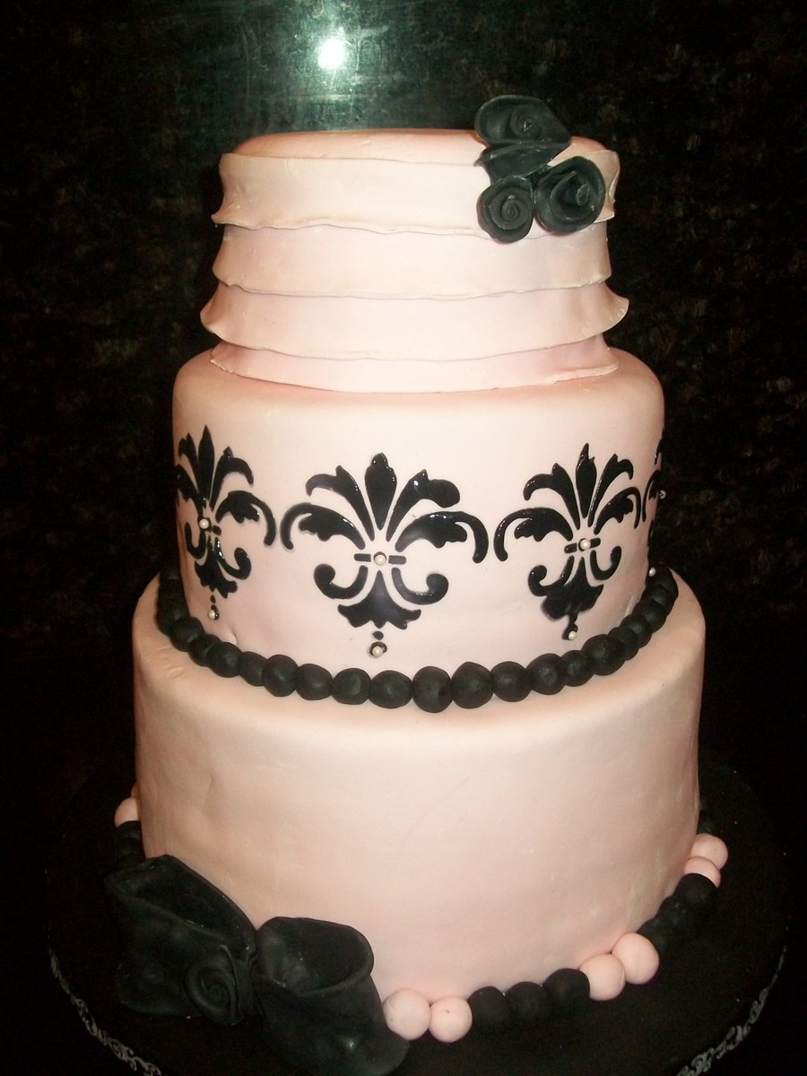 Pink And Black Birthday Cake
