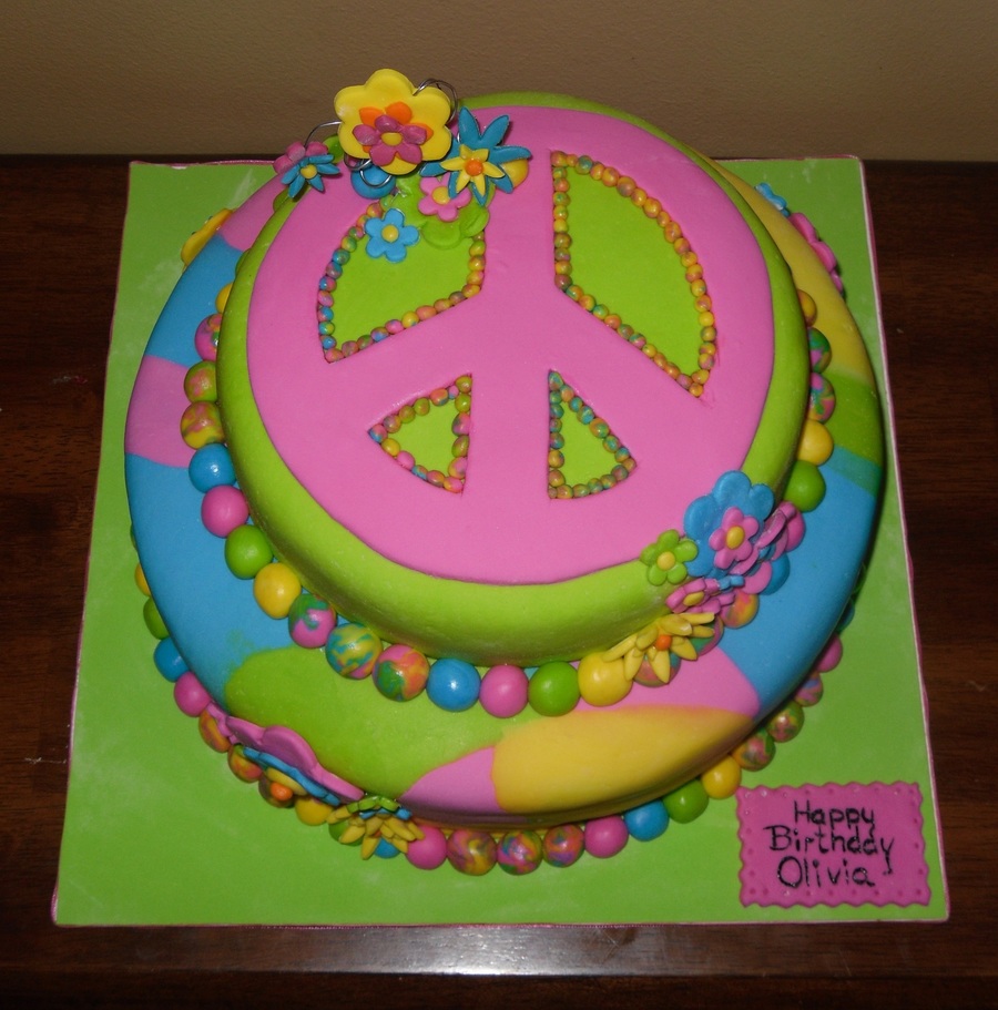 Groovy Peace Sign Birthday Cake CakeCentral