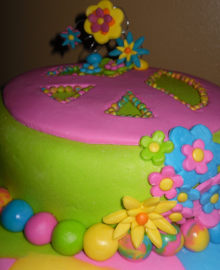 Groovy Peace Sign Birthday Cake CakeCentral