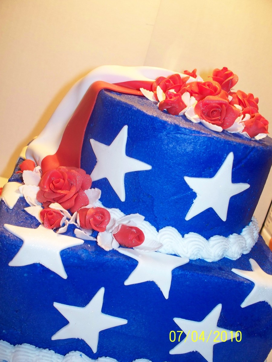 Red, White And Blue Birthday Cake - CakeCentral.com