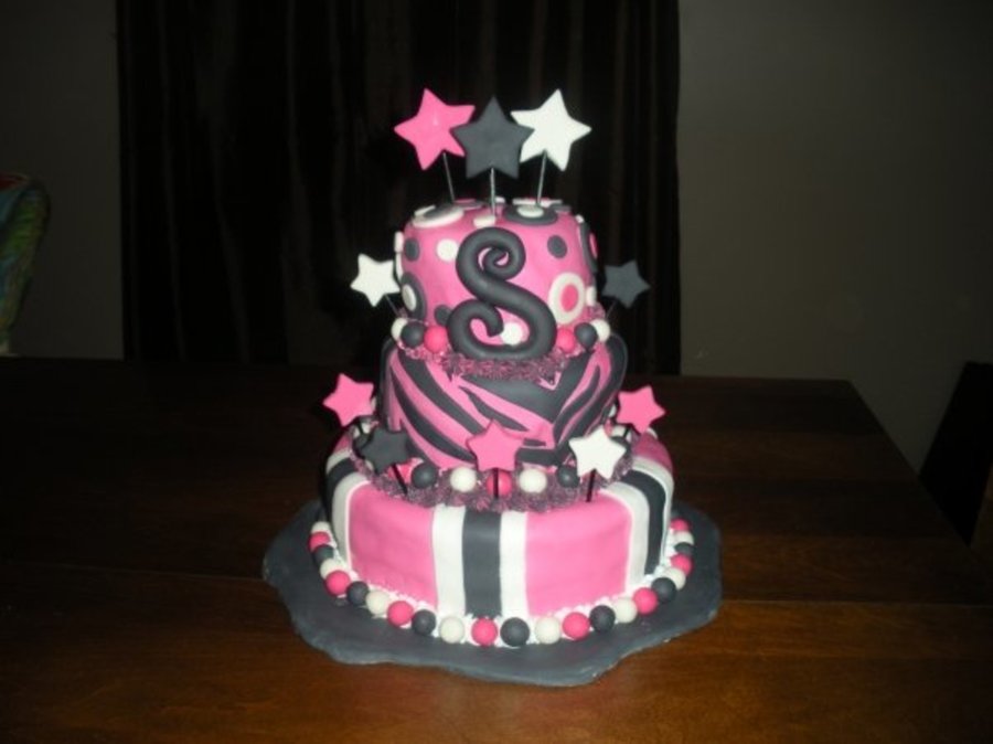 Pink And Black Zebra Cake