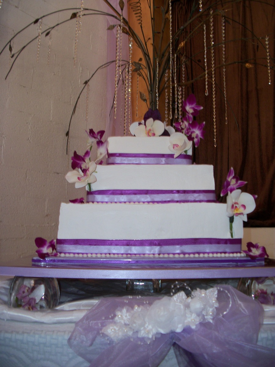 Square Whipped Cream Wedding Cake