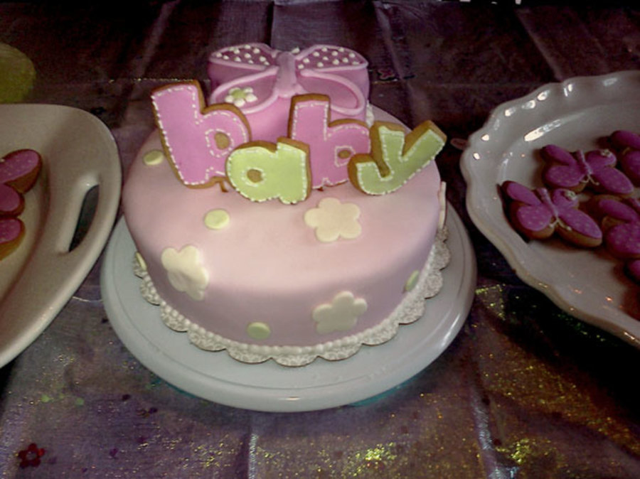 Pink Butterfly Baby Shower Cake