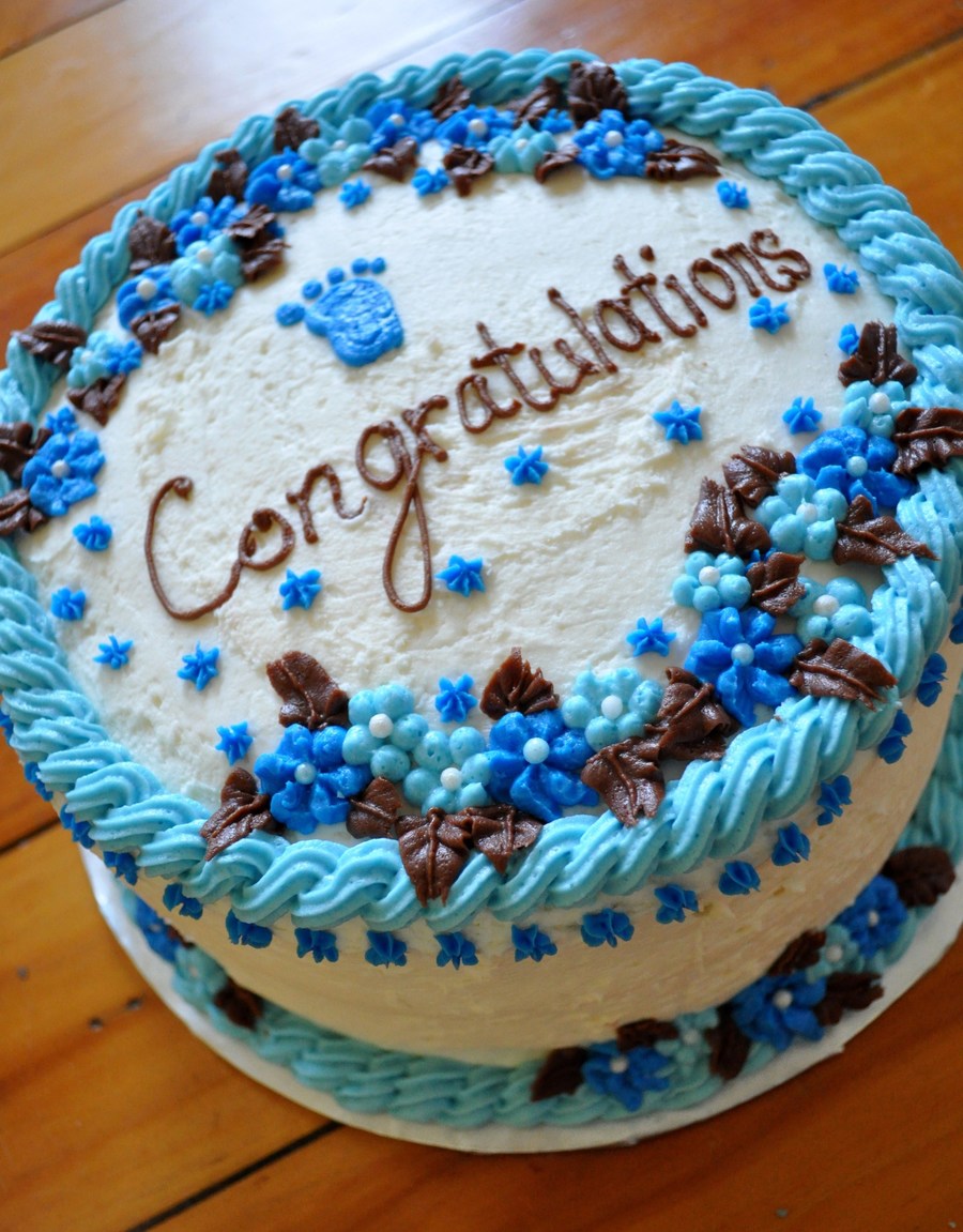 Blue Flower Baby Shower Cake