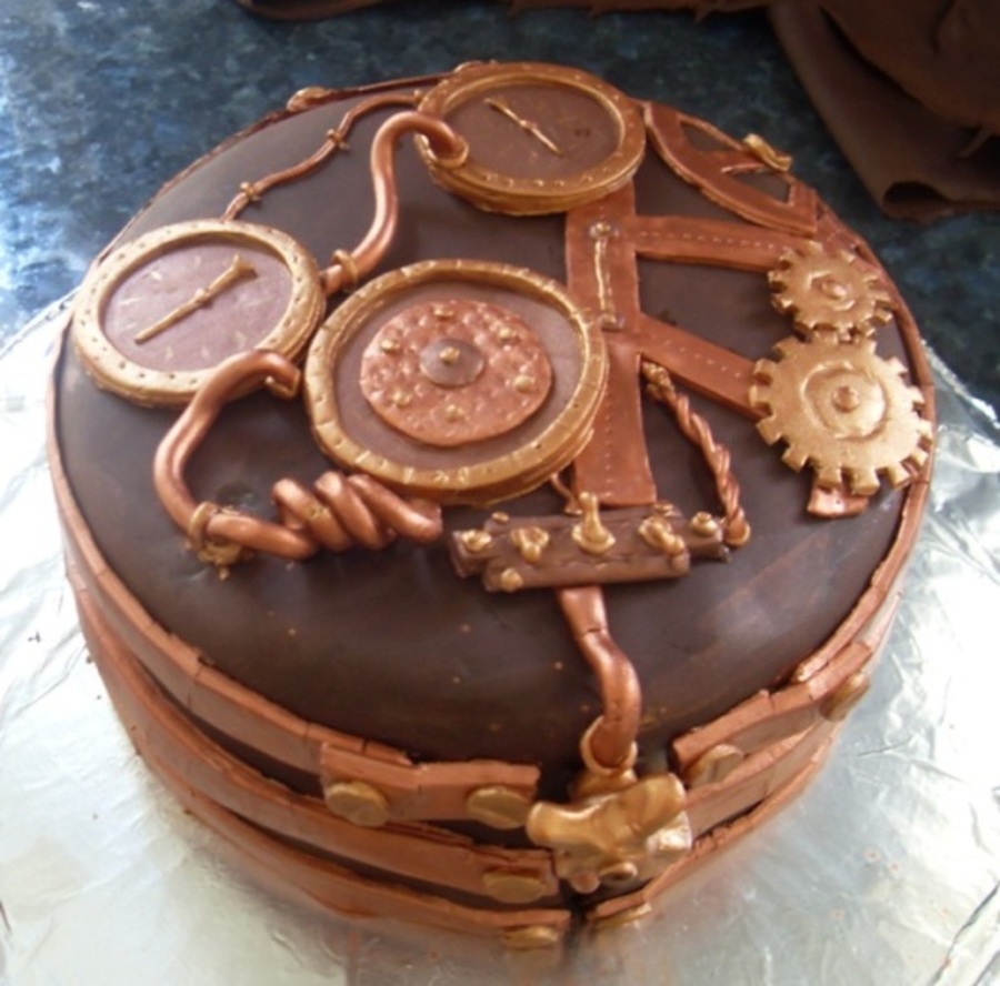 Single Tier Steampunk Birthday Cake