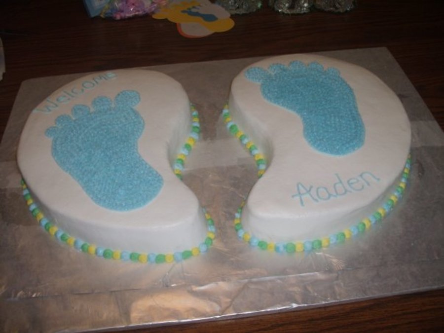 Footprint Baby Shower Cake