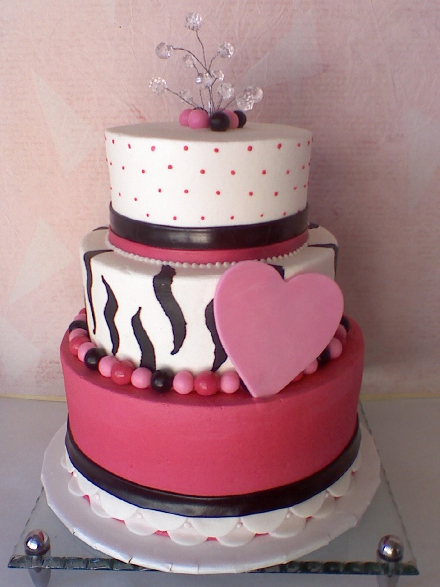 Pink/black/zebra Cake