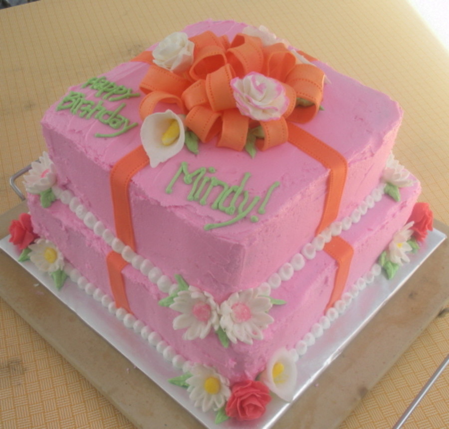 Pink And Orange Birthday Cake