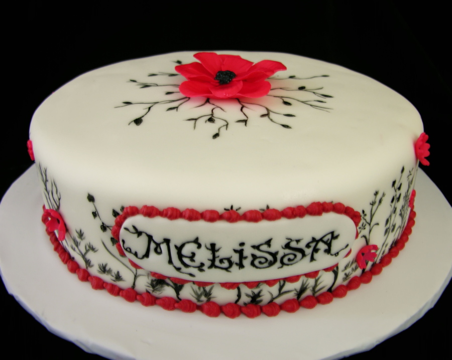 Red Flowers Birthday Cake