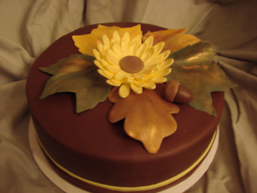 First Fondant Cake And Fondant Flower And Leaves