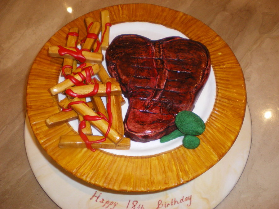 Steak And Chips Birthday Cake