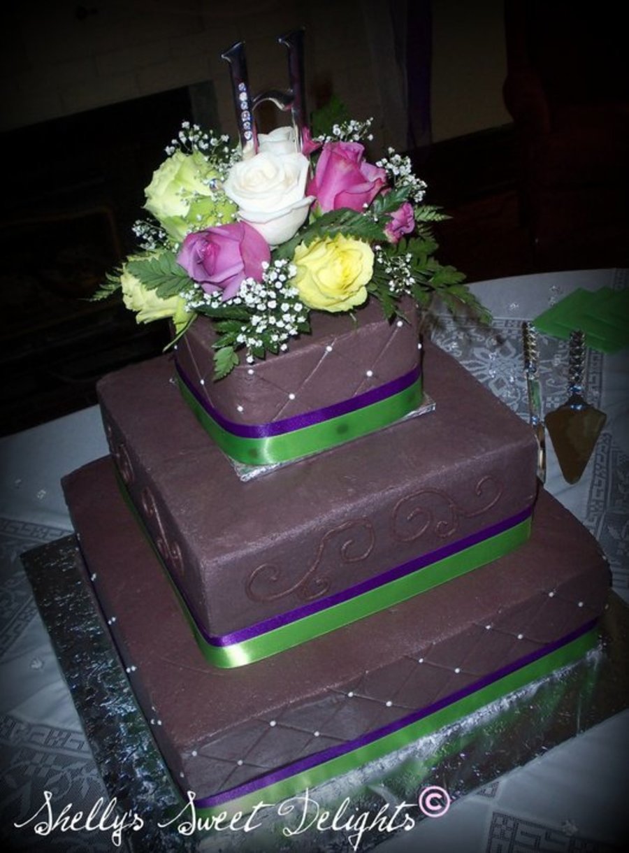 Plum And Green Wedding Cake