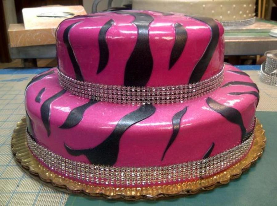 Black And Hot Pink Zebra Cake
