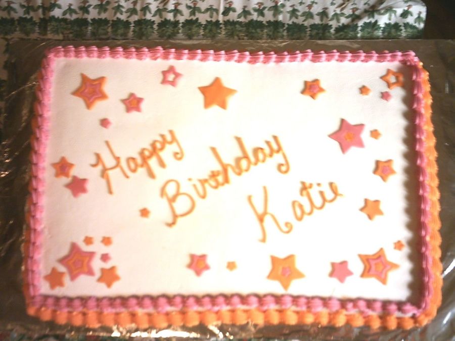 Pink And Orange Birthday Cake