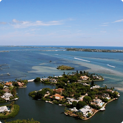 Aerial view of Sewall's Point and the Treasure Coast near Indian River County