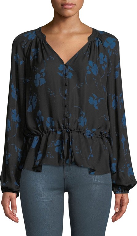 Parker NY New Tag Green Sheer Floral Ruffle Blouse main image 0
