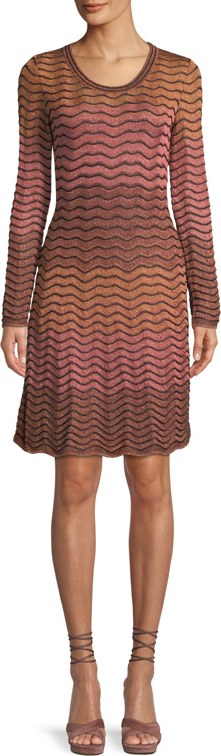 M Missoni Long-Sleeve Metallic Ripple 