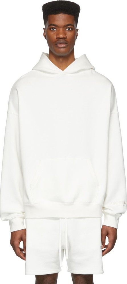 Essentials White Reflective Logo Hoodie - Luxed 
